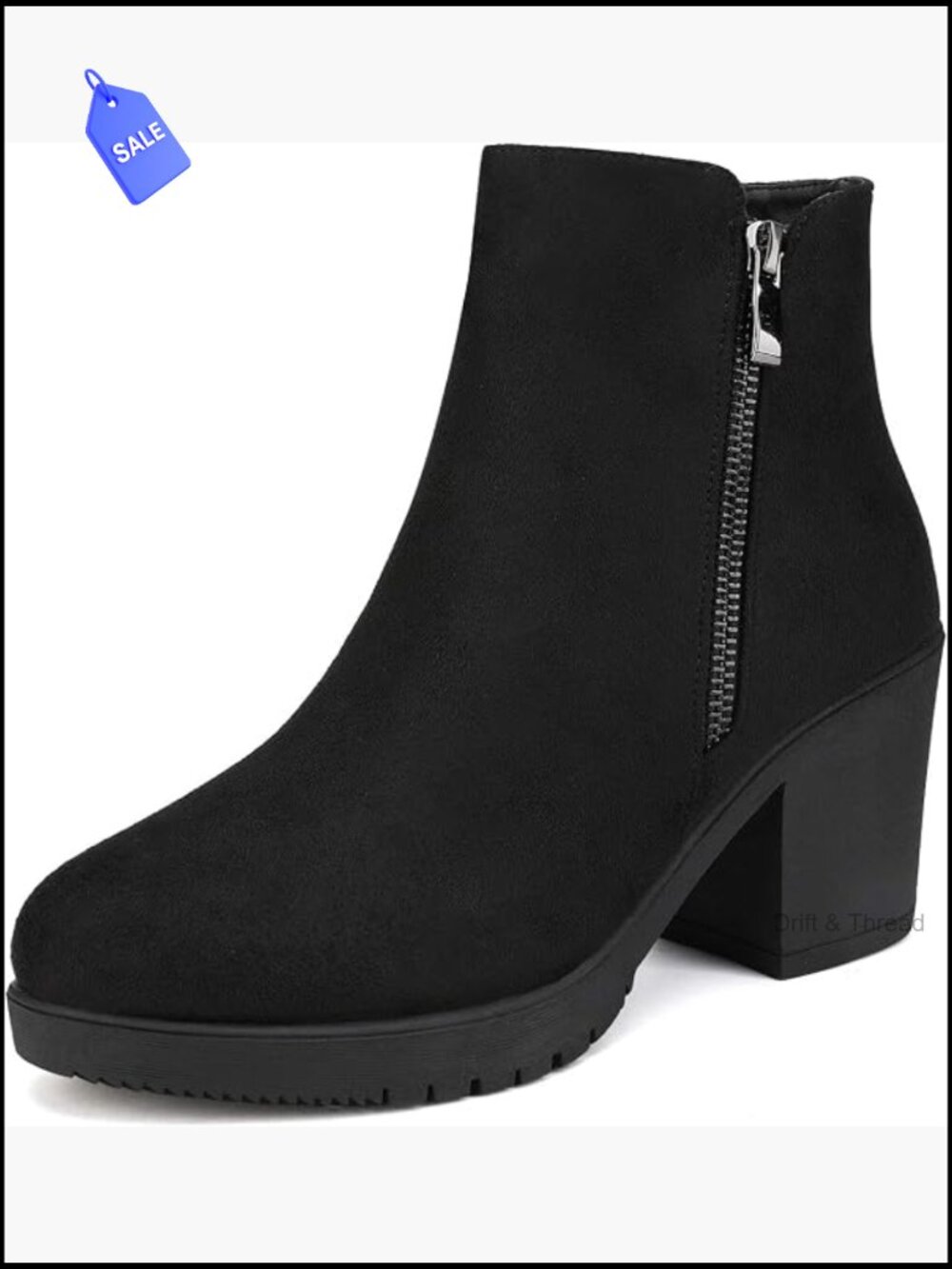 Chunky Heel Platform Ankle Boots Women's Side Zip